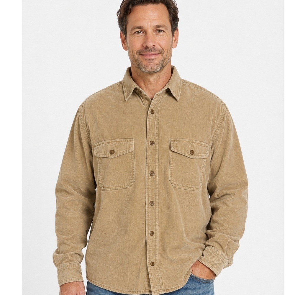 Levi Strauss & Co Men's XL Tan Corduroy Lined Button Down Shirt